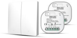 HomeVast Kit HomeVast®, format din intrerupator cinetic, RF, 2 canale, alb + 2 receivere inteligente, cu protocol ZigBee+RF, compatibil Tuya/Smart life, on/off (WHD03212Z)