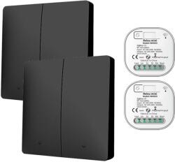 HomeVast Kit HomeVast®, format din 2 intrerupatoare cinetice, RF, 2 canale, negru + 2 receivere inteligente, cu protocol ZigBee+RF, compatibil Tuya/Smart life, (WHD03222ZB)