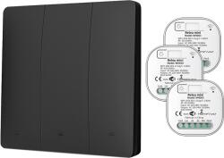 HomeVast Kit HomeVast®, format din intrerupator cinetic, RF, 3 canale, negru + 3 receivere inteligente, cu protocol WiFi+RF, compatibil Tuya/Smart life, on/off (WHD03313PB)