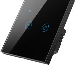 HomeVast Intrerupator inteligent cu contact tactil, HomeVast®, cu protocol WiFi, compatibil Tuya/Smart life, cu sau fara nul, 2 canale, negru (DS-101JL-2-B-O)