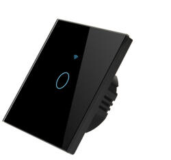 HomeVast Intrerupator inteligent cu contact tactil, cu protocol WiFi+RF, compatibil Tuya/Smart life, fara nul, 1 canal, negru - Model SM-WIFI601-B (SM-WIFI601-B)