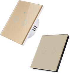 HomeVast Set HomeVast®, format din intrerupator inteligent, cu protocol WiFi+RF, compatibil Tuya/Smart life, cu contact tactil, fara nul, 2 canale, auriu - Mod (SM-WIFI602-G-SM-R602-G)