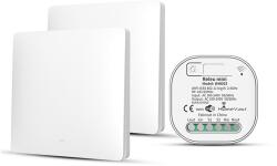HomeVast Kit HomeVast®, format din 2 intrerupatoare cinetice, RF, 1 canal, alb + 1 receiver inteligent, cu protocol WiFi+RF, compatibil Tuya/Smart life, on/off (WHD03121P)