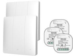 HomeVast Kit HomeVast®, format din 2 intrerupatoare cinetice, RF, 3 canale, alb + 3 receivere inteligente, cu protocol WiFi+RF, compatibil Tuya/Smart life, on/ (WHD03323P)