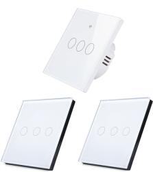HomeVast Set HomeVast®, format din intrerupator inteligent, cu protocol WiFi+RF, compatibil Tuya/Smart life, cu contact tactil, fara nul, 3 canale, alb - Model (SM-WIFI603-W-2xSM-R603-W)