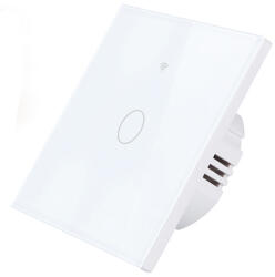 HomeVast Intrerupator inteligent cu contact tactil, cu protocol WiFi+RF, compatibil Tuya/Smart life, fara nul, 1 canal, alb - Model SM-WIFI601-W (SM-WIFI601-W)