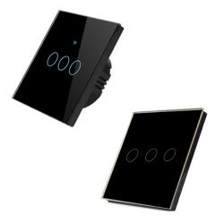 HomeVast Set HomeVast®, format din intrerupator inteligent, cu protocol WiFi+RF, compatibil Tuya/Smart life, cu contact tactil, fara nul, 3 canale, negru - Mod (SM-WIFI603-B-SM-R603-B)
