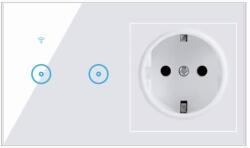 HomeVast Set intrerupator smart, cu protocol WiFi, compatibil Tuya/Smart life, model SM-WIFI602-W + priza simpla, model SM-W16A-W (SM-WIFI602-W_SM-W16A-W)