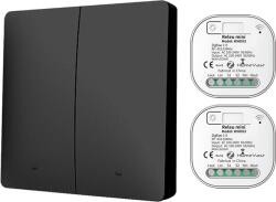HomeVast Kit HomeVast®, format din intrerupator cinetic, RF, 2 canale, negru + 2 receivere inteligente, cu protocol ZigBee+RF, compatibil Tuya/Smart life, on/o (WHD03212ZB)