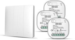HomeVast Kit HomeVast®, format din intrerupator cinetic, RF, 3 canale, alb + 3 receivere inteligente, cu protocol ZigBee+RF, compatibil Tuya/Smart life, on/off (WHD03313Z)