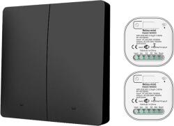 HomeVast Kit HomeVast®, format din intrerupator cinetic, RF, 2 canale, negru + 2 receivere inteligente, cu protocol WiFi+RF, compatibil Tuya/Smart life, on/off (WHD03212PB)