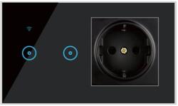 HomeVast Set intrerupator smart, cu protocol WiFi, compatibil Tuya/Smart life, model SM-WIFI602-B + priza simpla, model SM-W16A-B (SM-WIFI602-B_SM-W16A-B)