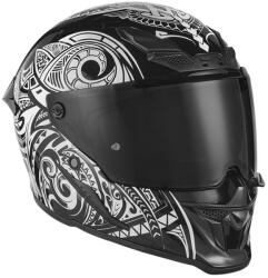 NOX Goliath Maori White/Black Matt Cască Moto Față întreagă ECE 22.06 1350gr cu Sunvisor NOX000KRA181 (NOX000KRA181)