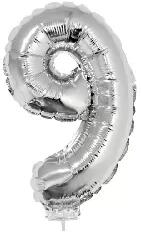  Számos lufi - 9, ezüst, 42 cm (66268)