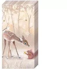 Papír zsebkendő 4 rétegű 10 db/cs - IHR A téli erdő állatai (709414-PT821366)