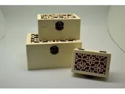 Ach Ach: Fadoboz szett 3db-os azsúr-virág (18x13x9, 14x10x7, 11x7x5 cm) (355986)