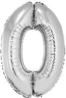  0 szám alakú fólia lufi, ezüst, 80 cm (62048) - kreativkid