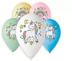 Gemar Gemar: Unikornis mintájú prémium lufi csomag, 33 cm - 5 db (GS120/JIT)