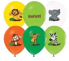 Godan Godan: Szafari mintás színes lufi - 5 db (GZ-SAF5)