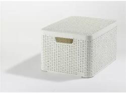 Keter Curver: Rattan hatású kosár tetővel, 30l, törtfehér, CURVER "Style L (205862)
