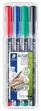 STAEDTLER Staedtler: Alkoholos marker készlet, OHP, 0, 4 mm, STAEDTLER "Lumocolor® 313 S", 4 különböző szín (313 WP4)