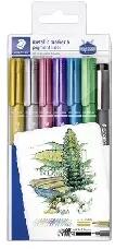 STAEDTLER Staedtler: Dekormarker, 1-2 mm, kúpos, STAEDTLER "8323", 6 különböző metál szín, ajándék fekete tusfilccel (8323-SWP6P)