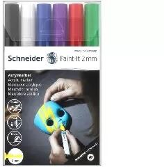 Schneider Schneider: Dekormarker készlet, akril, 2 mm, SCHNEIDER "Paint-It 310", 6 különböző szín (120195)