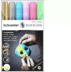 Schneider Schneider: Dekormarker készlet, akril, 2 mm, SCHNEIDER "Paint-It 310", 6 különböző szín (120196)