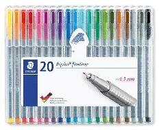 STAEDTLER Staedtler: Tűfilc készlet, 0, 3 mm, STAEDTLER "Triplus 334", 20 különböző szín (334 SB20)