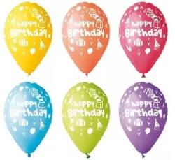 Corwell Corwell: Léggömb, 30 cm, "Happy Birthday", bohócos (11-PRINTHBBOHOC)