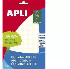 APLI Apli: Etikett, 10 mm kör, kézzel írható, APLI, 1260 etikett/csomag (01625)