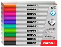 Kores Kores: Tábla- és flipchart marker készlet, 1-3 mm kúpos, KORES "K-Marker", 10 különböző szín (22841)