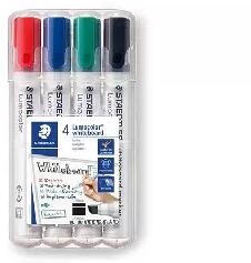 STAEDTLER Staedtler: Táblamarker készlet, 2-5 mm, vágott, STAEDTLER "Lumocolor® 351 B", 4 különböző szín (351 B WP4)