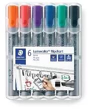 STAEDTLER Staedtler: Flipchart marker készlet, 2-5 mm, vágott, STAEDTLER "Lumocolor 356 B", 6 különböző szín (356 B WP6)