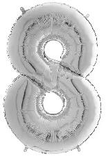  Héliumos fólia lufi, 8-as szám, 65 cm, ezüst (03025) - kreativkid