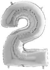  Héliumos fólia lufi, 2-es szám, 65 cm, ezüst (02991) - kreativkid