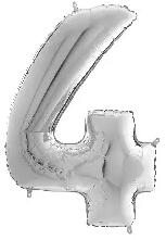  Héliumos fólia lufi, 4-es szám, 65 cm, ezüst (03010) - kreativkid