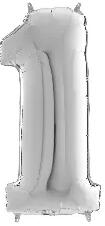  Héliumos fólia lufi, 1-es szám, 65 cm, ezüst (02979) - kreativkid