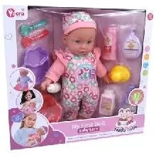 Man Yuk Toys Manyuk Toys: Interaktív játékbaba overálban, kiegészítőkkel - 35 cm (WZB104-9)