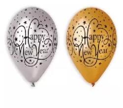 Gemar Gemar: Happy New Year feliratos lufi csomag - 6 db-os, arany-ezüst (GS110/NY1)