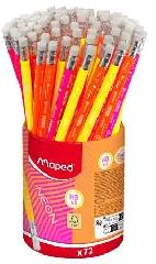 Maped Maped: Grafitceruza radírral, ceruzatartó, HB, háromszögletű, MAPED "Black`Peps Neon", vegyes színek (853789FC)