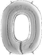  Héliumos fólia lufi, 0-as szám, 65 cm, ezüst (02978) - kreativkid