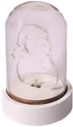 DekorTrend Hóember üveg asztaldísz, 9 cm, meleg fehér, elemes (KDE_012) - dekortrend
