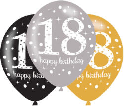  Happy Birthday 18 Gold léggömb, lufi 6 db-os 11 inch (27, 5 cm) (DPA9900736) - nasivegyi