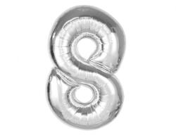  Ezüst 8-as Silver szám fólia lufi 92 cm (MLG189643) - nasivegyi