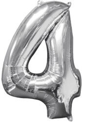  Silver, Ezüst szám fólia lufi 4-es, 66x45 cm (DPA3195801) - nasivegyi