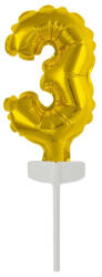  Arany Gold 3-as szám fólia lufi tortára 13 cm (DPA9912677) - nasivegyi