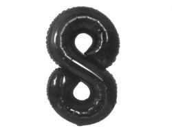  Fekete 8-as B&C Matt Black szám fólia lufi 85 cm (MLG189063) - nasivegyi