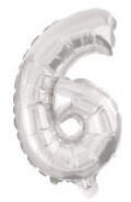  Ezüst Silver 6-os szám fólia lufi 10 cm (PNN91544) - nasivegyi