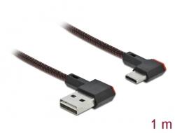 Delock 85281 EASY-USB 2.0 kábel A-típusú csatlakozódugó - USB Type-C csatlakozódugó, ívelt bal / jobb, 1 (85281)
